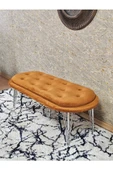 Ufo Oturak Bench - Krom Kaplama Telli Ayak - Oturak - Bench - Puf - Yatak Ucu Pufu Turuncu Renk 100 x 50 Boyut/Ebat - 4