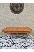 Ufo Oturak Bench - Gold Kaplama Telli Ayak - Oturak - Bench - Puf - Yatak Ucu Pufu Turuncu Renk 100 x 50 Boyut/Ebat thumbnail 2