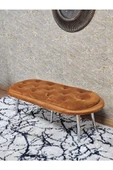 Ufo Oturak Bench - Krom Kaplama Sivriltme Ayak - Oturak - Bench - Puf - Yatak Ucu Pufu Turuncu Renk 100 x 50 Boyut/Ebat thumbnail 4