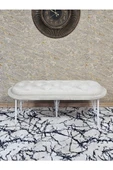 Ufo Oturak Bench - Beyaz Boyalı Telli Ayak - Oturak - Bench - Puf - Yatak Ucu Pufu Krem Renk 100 x 50 Boyut/Ebat thumbnail 2