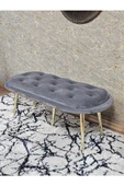Ufo Oturak Bench - Gold Kaplama Sivriltme Ayak - Oturak - Bench - Puf - Yatak Ucu Pufu Gri Renk 100 x 50 Boyut/Ebat thumbnail 4