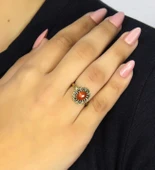 Doğal Taş Akik Oval Doğal Taşlı Antik Model Kadın Ayarlanabillir Yüzük euy77a thumbnail 1