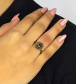 Doğal Taş Ametist Doğal Taşlı Antik Model Kadın Ayarlanabillir Yüzük euy77amt thumbnail 1