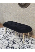 Ufo Oturak Bench - Gold Kaplama Sivriltme Ayak - Oturak - Bench - Puf - Yatak Ucu Pufu Siyah Renk 100 x 50 Boyut/Ebat thumbnail 4