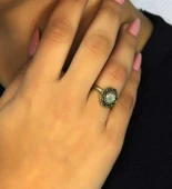 Doğal Taş Labradorit Doğal Taşlı Antik Model Kadın Ayarlanabillir Yüzük euy77lbt thumbnail 2
