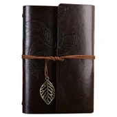 Büyük Yaprak Desenli Deri Defter - 1