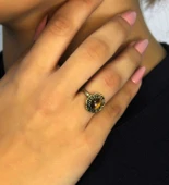 Doğal Taş Kaplangözü Doğal Taşlı Antik Model Kadın Ayarlanabillir Yüzük euy77kg thumbnail 2