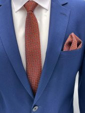 Brianze Oranj  Desenli Kravat Mendil Set thumbnail 1