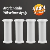 Ayarlanabilir 4 Adet 15 Cm Beyaz Plastik Ayak Dolap Mobilya Tezgah Yükseltici Yükseltme Ayağı thumbnail 2