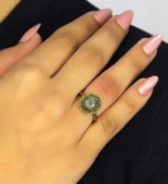 Doğal Taş Labradorit Doğal Taşlı Antik Model Kadın Ayarlanabillir Yüzük euy77lbt thumbnail 1