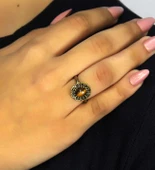 Doğal Taş Kaplangözü Doğal Taşlı Antik Model Kadın Ayarlanabillir Yüzük euy77kg thumbnail 1