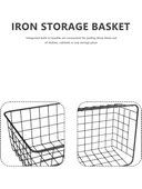 2'li Tel Saklama Sepetleri, Çiftlik Evi Metal Tel Sepet Dondurucu Depolama Organizatör thumbnail 5