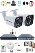 2 Kameralı Güvenlik Seti - 5MP Sony SecuLens, 1080p Full HD AHD, Gece Renkli, 8 Ultra Warm LED, 5MP DVR + WiFi Adaptörü, V1 - 2
