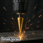 Kademeli Matkap Ucu 4 20 mm Titanyum Kaplama Metal Sac Delme Spiral Uç Seti Konik Basamaklı Çelik thumbnail 6