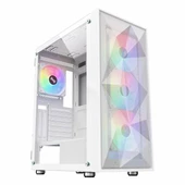 PowerBoost PB-P3509BW USB 3.2 ARGB ATX Mid Tower Beyaz Kasa thumbnail 1