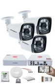 3 Kameralı Set - 5MP Sony SecuLens 1080P Full HD AHD Gece Görüşlü 6 Atom LED Güvenlik Kamerası Metal Kasa - 1
