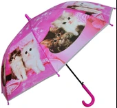 8 Telli Yarı Otomatik 84cm Çaplı Düdklü Kedi Desenli Çocuk Baston Şemsiye thumbnail 3