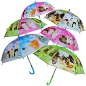 8 Telli Yarı Otomatik 84cm Çaplı Düdklü Kedi Desenli Çocuk Baston Şemsiye thumbnail 5