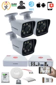 3 Kameralı Set 5MP Sony SecuLensli 1080p Full HD 8 Ultra Warm Led AHD Güvenlik Kamerası Seti - Gece Renkli, Colorvu Teknolojisi, Plastik Kasa - 2