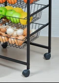 DEKORATİF SİYAH METAL SEBZELİK TEKERLEKLİ 4 RAFLI TEL SEPETLİ ÇOK AMAÇLI STAND thumbnail 4
