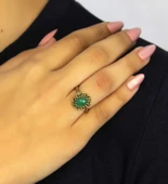 Doğal Taş Yeşil Akik Doğal Taşlı Antik Model Kadın Ayarlanabillir Yüzük euy77ya thumbnail 1