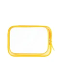 Sarı Stil Kadın Makyaj Çantası Kılıf Yaz Pvc Temizle Makyaj Seyahat Fermuarlı Çanta - 1