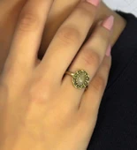 Doğal Taş Sitrin Doğal Taşlı Antik Model Kadın Ayarlanabillir Yüzük euy77s thumbnail 2