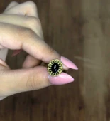 Doğal Taş Oniks Doğal Taşlı Antik Model Kadın Ayarlanabillir Yüzük euy77o thumbnail 3