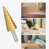 Kademeli Matkap Ucu 4 20 mm Titanyum Kaplama Metal Sac Delme Spiral Uç Seti Konik Basamaklı Çelik thumbnail 2