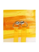 Sarı Stil Kadın Makyaj Çantası Kılıf Yaz Pvc Temizle Makyaj Seyahat Fermuarlı Çanta - 3