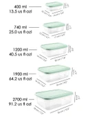 Meleni Home 32'li Dikdörtgen Erzak Saklama Kabı Seti Erzak Kabı Yeşil thumbnail 3