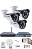 3 Kameralı Güvenlik Seti - 5MP Sony SecuLens, 1080p AHD, 8 Warm LED, Gece Renkli Görüş, Full HD, 5MP DVR + WiFi Adaptörü, V1 - 1