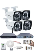 4 Kamera Güvenlik Seti - 5MP Sony SecuLens, 1080P Full HD AHD, 6 ATOM LED, Su Geçirmez, Metal Aluminyum Kasa, V1 - 1