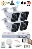 4 Kameralı Set  5MP Sony SecuLensli 1080P Full HD AHD Güvenlik Kamerası Seti - Gece Görüş, 6 Atom LED, Su Geçirmez, Kolay Montaj thumbnail 2