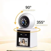 Çift Lensli 6MP,  Wi-Fi Panorama Bebek Kamerası - Video Görüşme, İç Mekan Mini Kamera, Renkli Gece Görüşü - 4