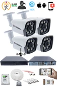 4 Kamera Kadraj Güvenlik Seti - 5MP Sony SecuLens, 1080p HD AHD, Gece Görüşü, 8 Ultra Warm LED, Colorvu Teknolojisi, V1 - 2
