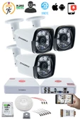 3 Kameralı Set - 5MP Sony SecuLens 1080P Full HD AHD Gece Görüşlü 6 Atom LED Güvenlik Kamerası Metal Kasa - 2