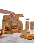 Doğal Rattan Ekmek Kutusu - Kapaklı Mutfak Düzenleyici Ekmeklik thumbnail 2