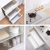 Rulo Gümüş Alüminyum Folyo Duvar Kağıdı, Kendinden Yapışkanlı Raf İçi, Su Geçirmez Folyo  2 mt x 60 cm thumbnail 4