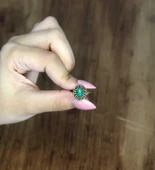 Doğal Taş Yeşil Akik Doğal Taşlı Antik Model Kadın Ayarlanabillir Yüzük euy77ya thumbnail 3