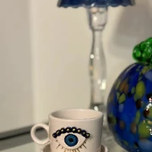 Handmade Eyes On Tabaklı Fincan 180 Ml. 1 Adet - 1