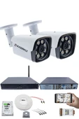 2 Kameralı Güvenlik Seti - 5MP Sony SecuLens, 1080p Full HD AHD, Gece Renkli, 8 Ultra Warm LED, 5MP DVR + WiFi Adaptörü, V1 - 1