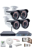4 Kamera Seti - 5MP Full HD Güvenlik Kamerası, 1080p, 6 Atom LED Gece Görüşü, Su Geçirmez, Plastik Kasa, V1 thumbnail 1