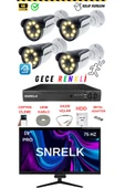 SNRELK 19'' Monitör 5mp Lens 4'Lü Warm Lıght Gece Renkli 320 Gb Güvenlik Kamerası set thumbnail 1