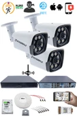 3 Kameralı Güvenlik Seti - 5MP Sony SecuLens, 1080p Full HD AHD, Gece Renkli, 8 Ultra Warm LED, 5MP DVR + WiFi Adaptörü, V1 - 2
