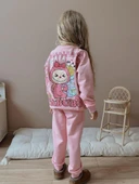 Cg Kids Labubu 2 iplik Kız Çocuk Alt Üst Süper Tarz Takım Sırt Baskılı - 2