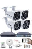 4 Kamera Kadraj Güvenlik Seti - 5MP Sony SecuLens, 1080p HD AHD, Gece Görüşü, 8 Ultra Warm LED, Colorvu Teknolojisi, V1 - 1