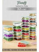 Meleni Home 32'li Dikdörtgen Erzak Saklama Kabı Seti Erzak Kabı Yeşil thumbnail 1