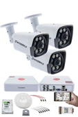 3 Kameralı Set - 5MP Sony SecuLensli 1080p Full HD AHD - Gece Renkli, 8 Ultra Warm Led, Colorvu Teknolojisi, Metal Aluminyum Kasa - 1