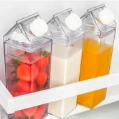Herklotzn 2 Adet Şeffaf Süt Su Şişesi Taşınabilir Plastik Kupa Süt Karton Su Şişesi 500 ML - 3